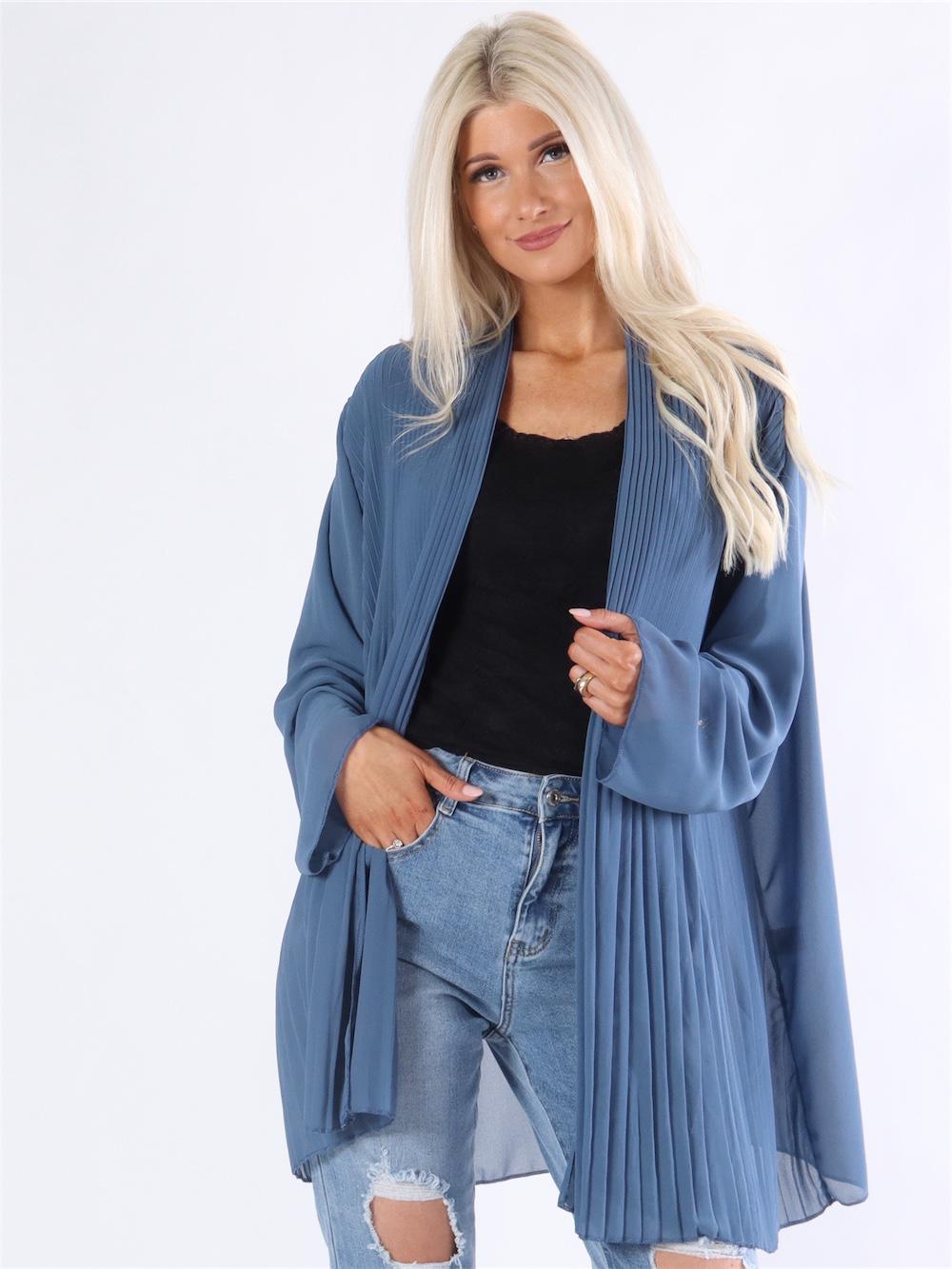Monia - Beigefarvet plisseret cardigan i chiffon